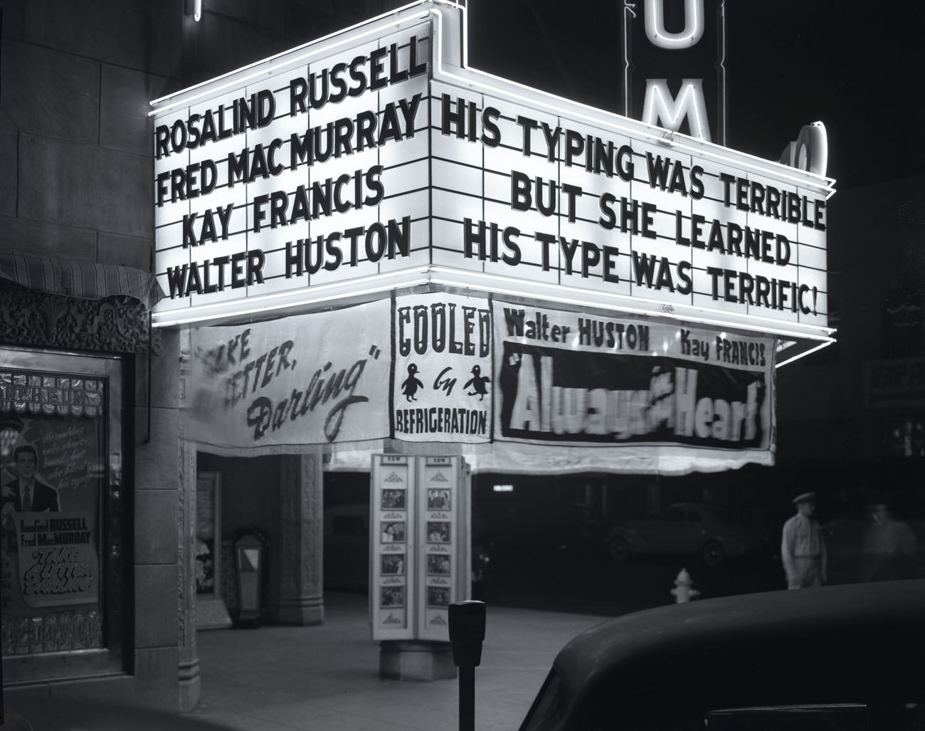 Orpheum Theatre Marquee at Night, 1942