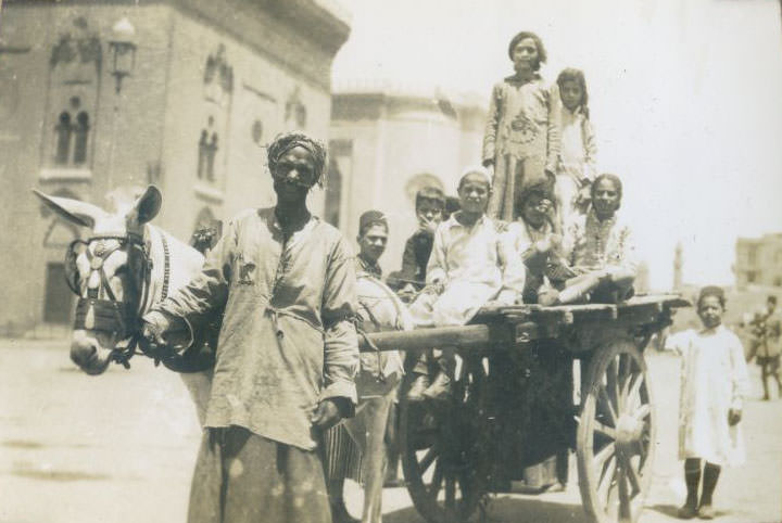 Egyptian children on a wagon, Egypt