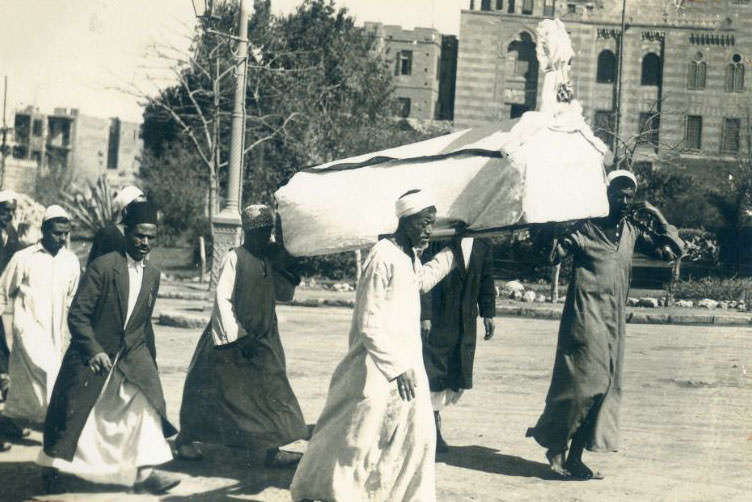 Funeral Procession, 4 men carrying a coffin, Egypt