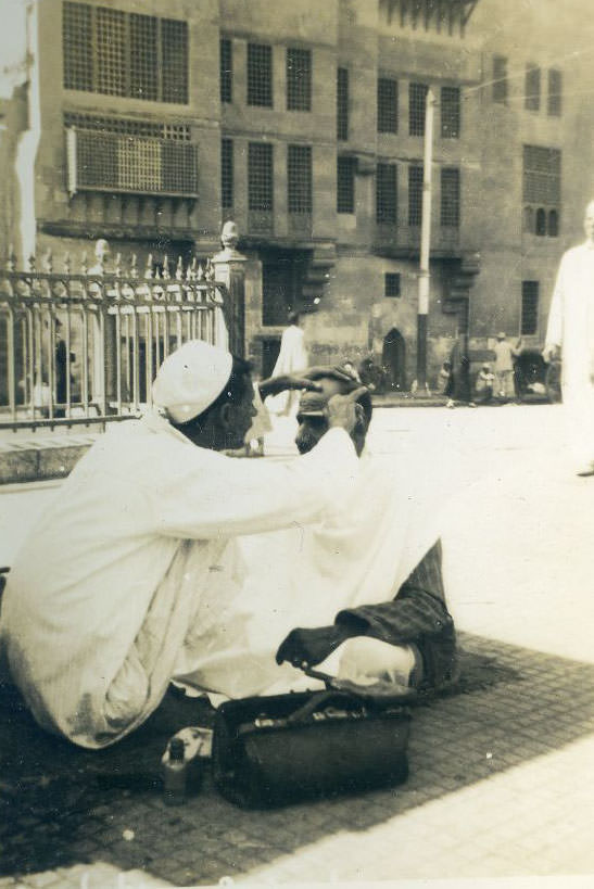 Street barber, Egypt