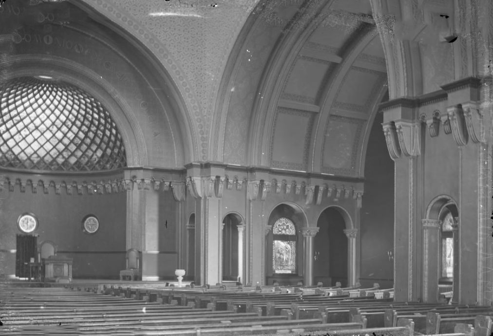 Pews and Altar of a Church, 1900