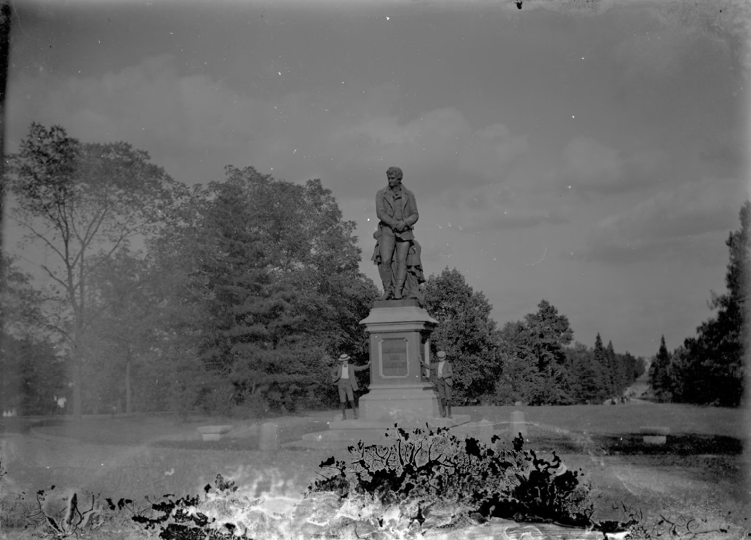 A statue of Alexander Von Humboldt in Tower Grove Park of Saint Louis, Missouri, 1900.