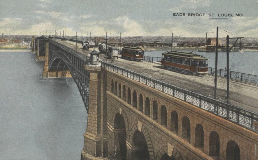 The Eads Bridge looking from St. Louis towards the Illinois side, 1900