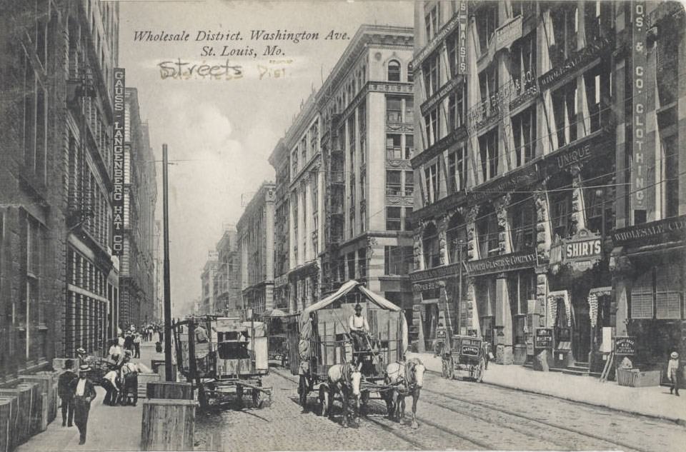 Wholesale district, Washington Ave., St. Louis, 1909