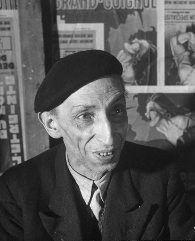 Interior view of area where chief propman, Edmond Beauvais, works his magic during productions at the Grand Guignol Theater.