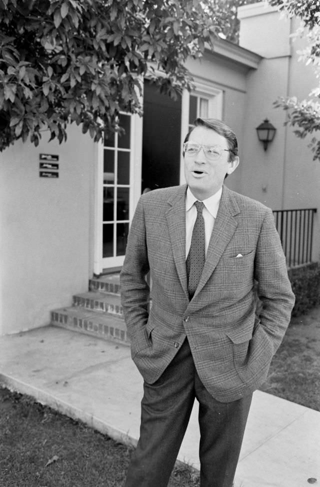 Actor Gregory Peck, Universal studio lot, 1963.