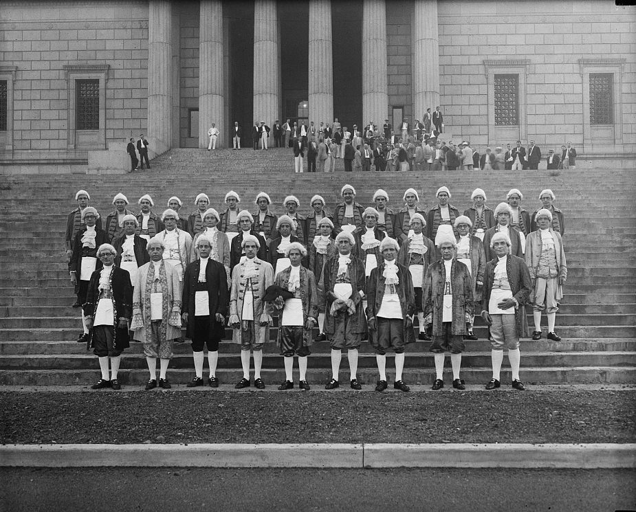 Group in colonial costume at George Washington Masonic National Memorial, Alexandria, Virginia, 1932