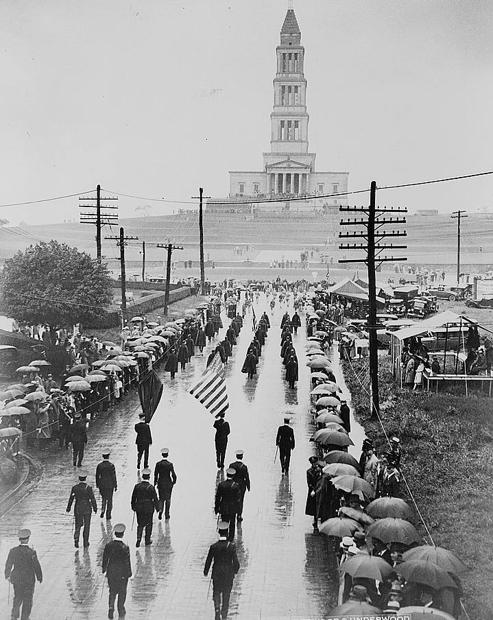 Masons marching at opening of the dedication services of the George Washington Masonic National Memorial Temple, 1932