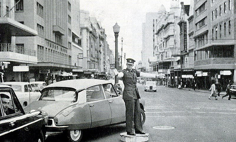 Traffic cop in Adderley street, 1950s