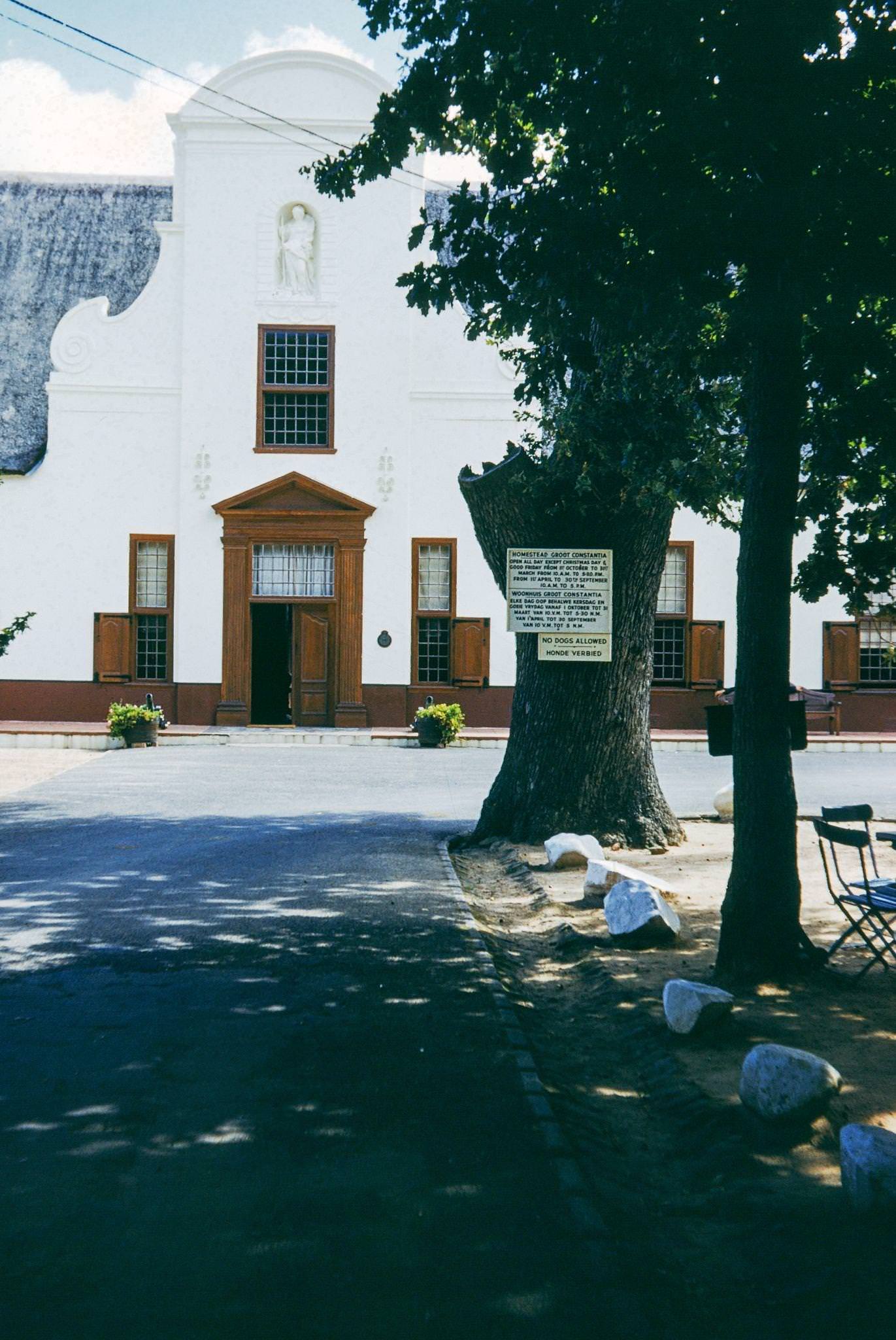 Front view of the Groot Constantia wine estate, Capetown, 1952.