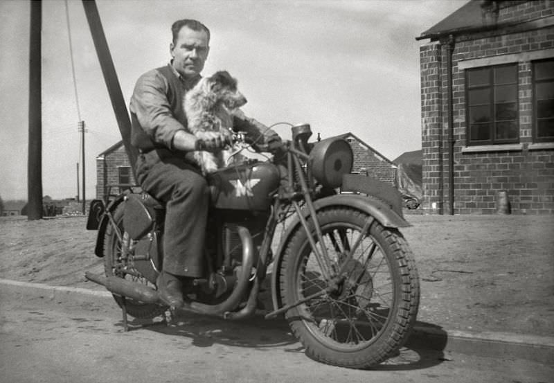 Matchless motorcycle, on an Air Force station, somewhere in Canada during WWII