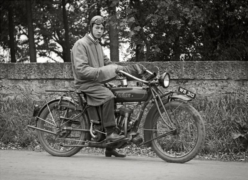 Indian motorcycle, somewhere in Scotland, 1915