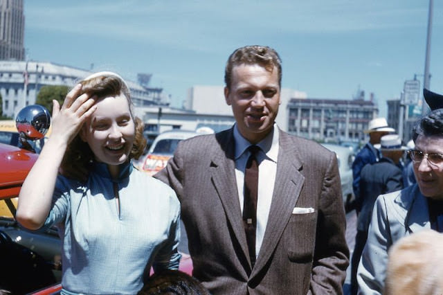 Handsome Couple Greeting Crowd, San Francisco, California, Circa 1950s