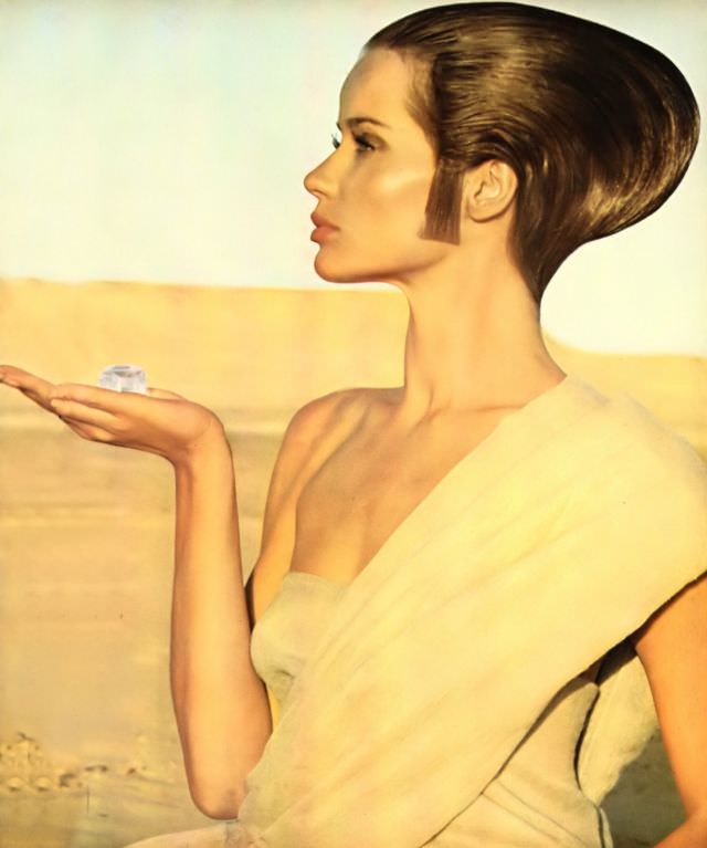 Veruschka's hair elongated with an Egyptian god's sidelock, Vogue, 1967
