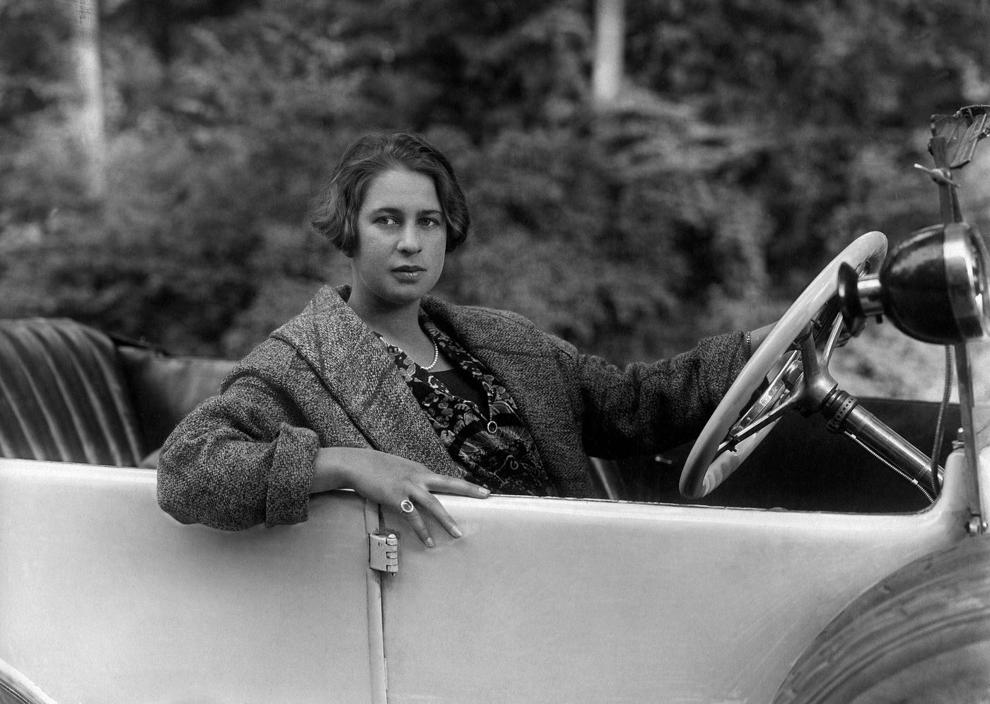Clärenore Stinnes in an Open Aga Car During a Russia Trip, 1926