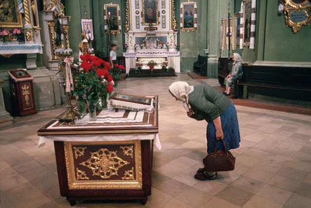 Woman at Orthodox Catholic Church in Ukraine, 1991
