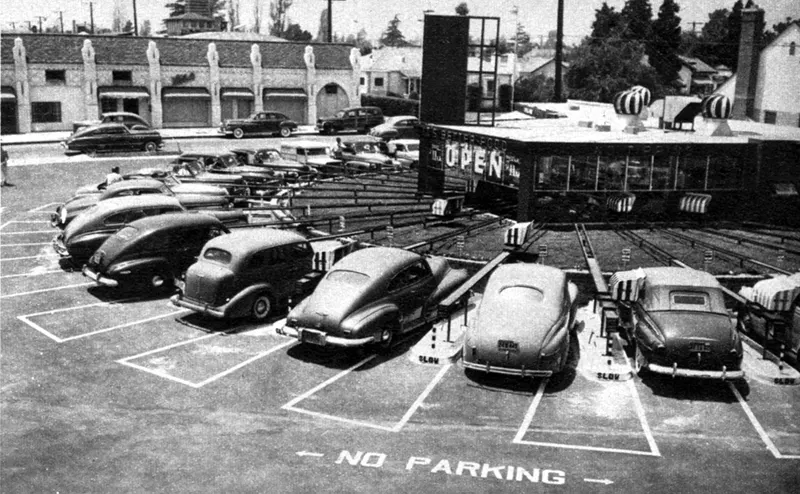 The 'Motormat' Drive-In's Innovative Food Tray Rails from the 1950s