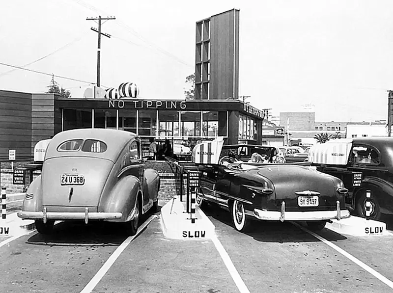 The 'Motormat' Drive-In's Innovative Food Tray Rails from the 1950s