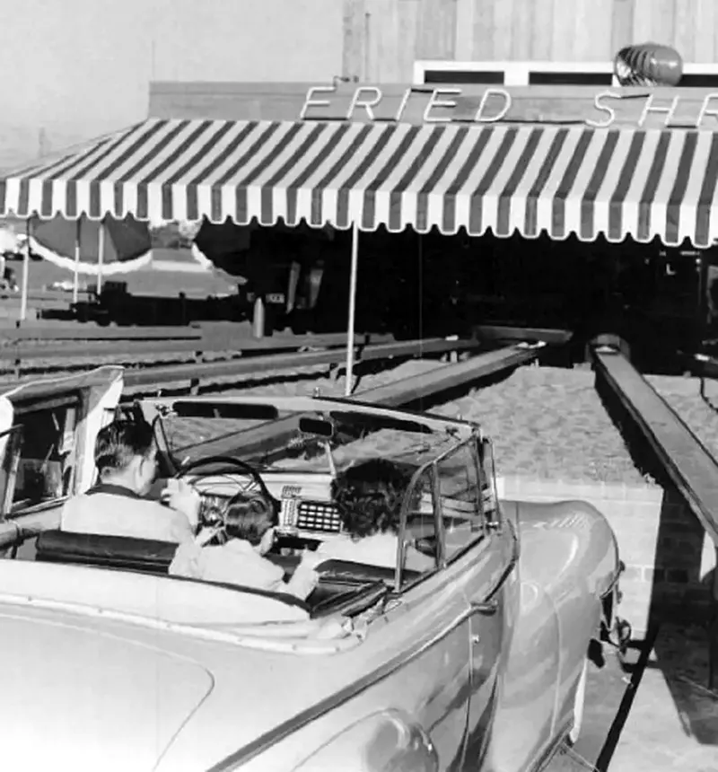 The 'Motormat' Drive-In's Innovative Food Tray Rails from the 1950s