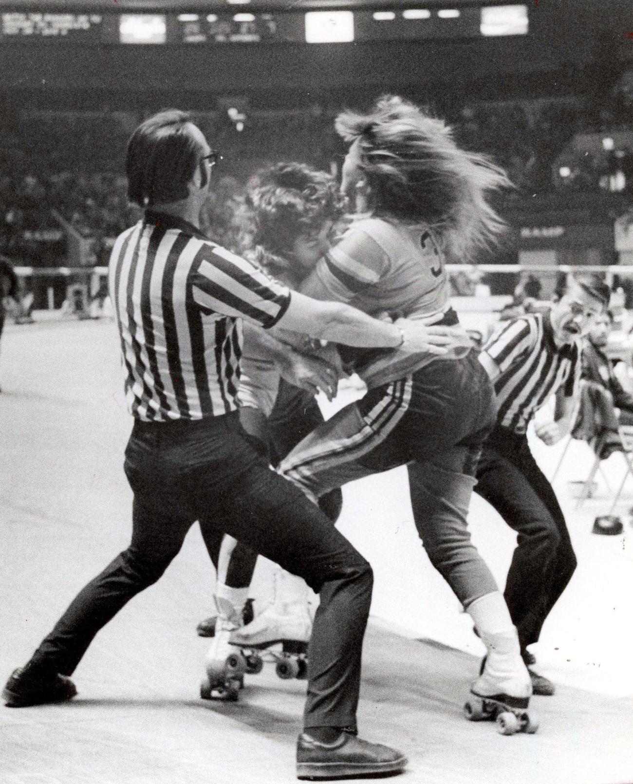 Women's Roller Derby Match Turns Into Fight, Madison Square Garden, New York, 1971