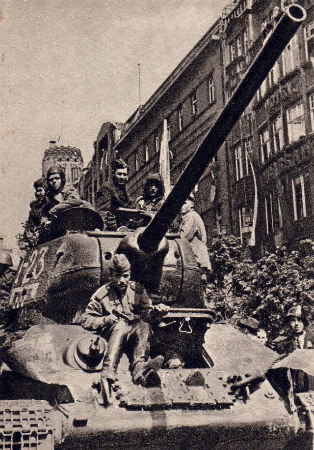 Post-liberation joy in Prague, 1945.