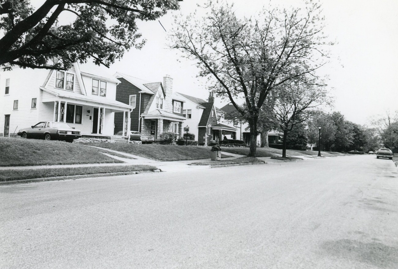 668 Wiltshire Rd and surrounding houses in Hilltop, featured in the Greater Hilltop Area Commission's guide, 1980s.