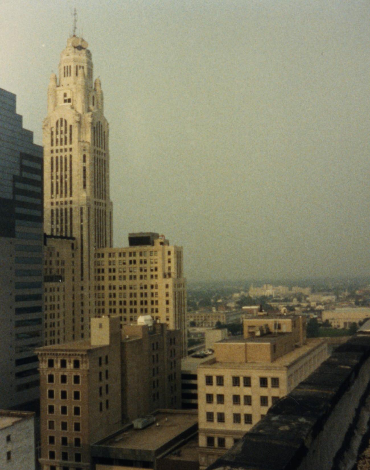 Views of downtown Columbus from the roof of the Buckeye Building, 1989.