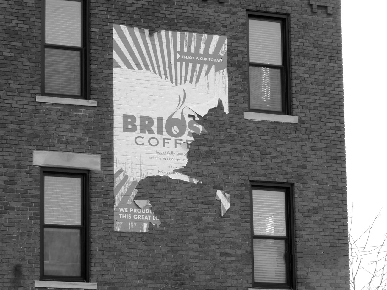 Brioso Roastery and Coffee Bar sign at 333 E. Long, spotted by John Sauer, 1990s