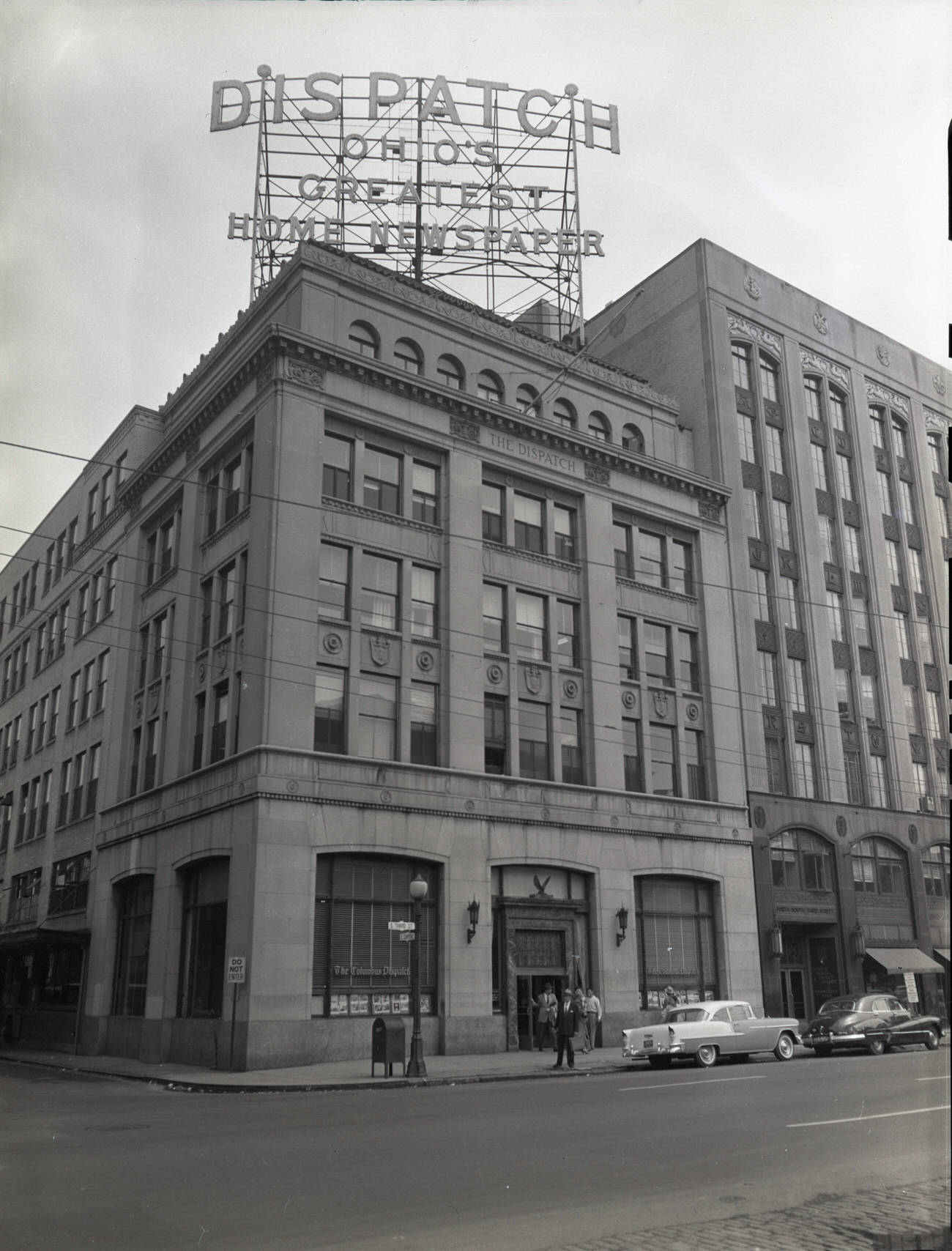 Columbus Dispatch headquarters, opened on this site on November 23, 1925, photograph from 1955.