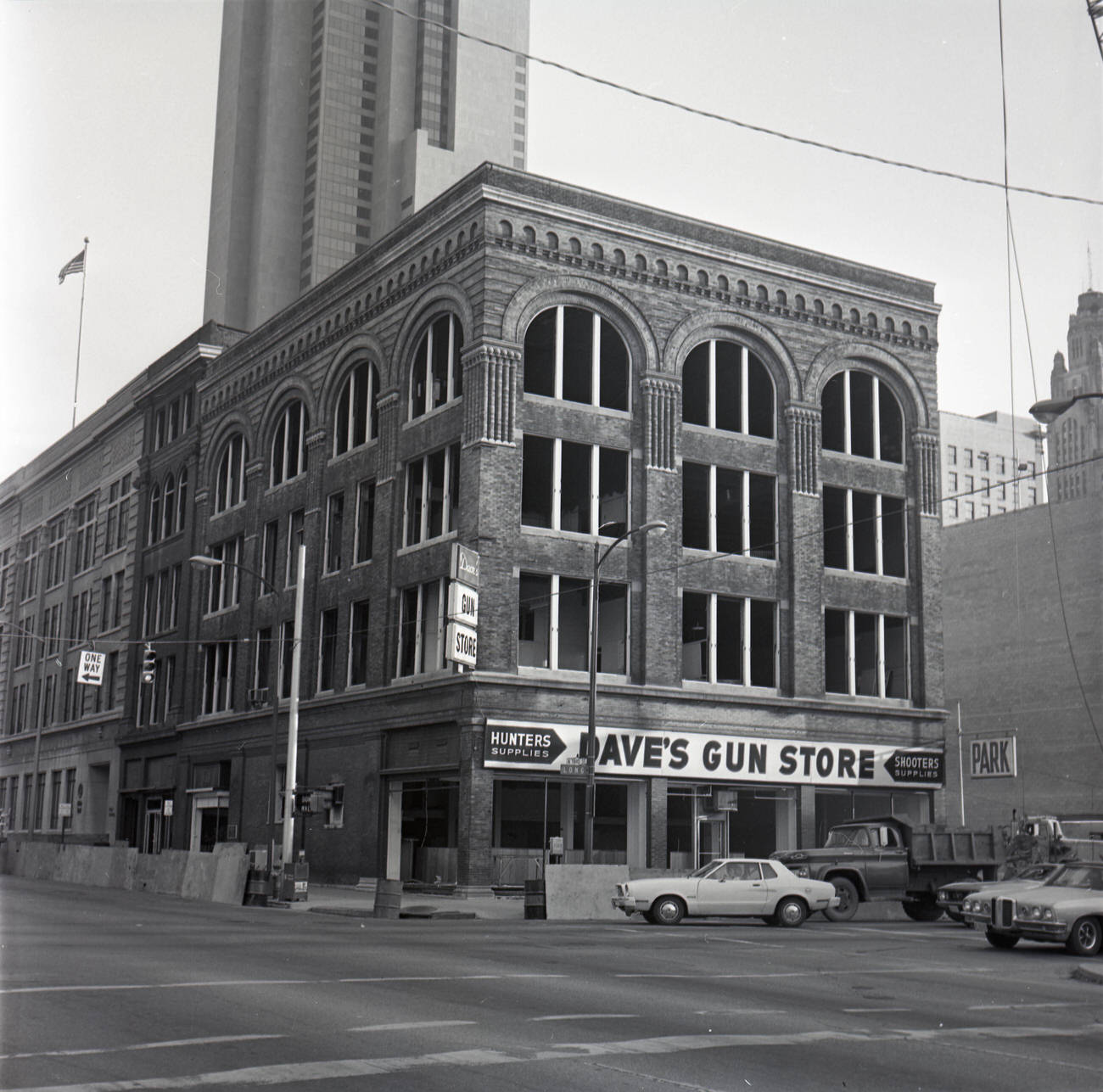 Demolition of Dave's Gun Shop, May 14, 1977.