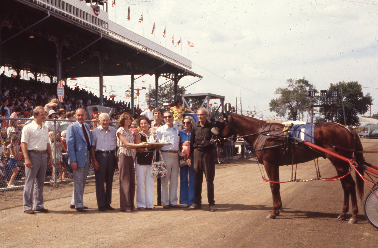 Winners circle at the Grandstand, Ohio State Fair, 1978.