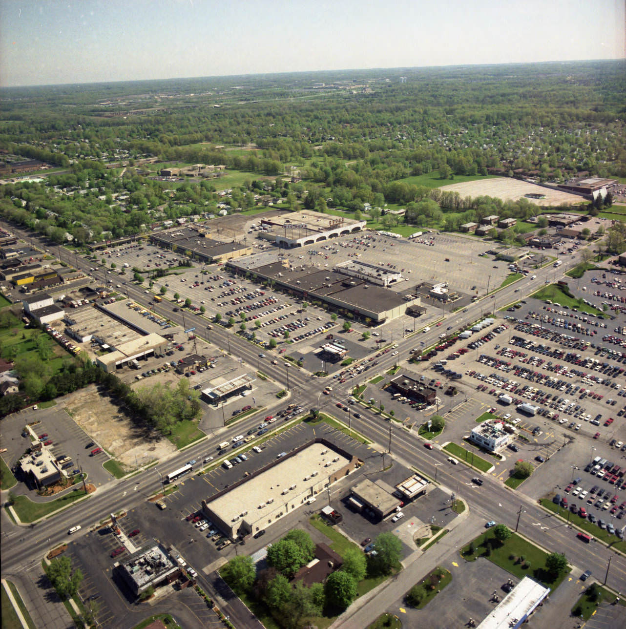 Aerial views of Great Eastern Shopping Center, located at East Main Street and Hamilton Road, circa 1986.