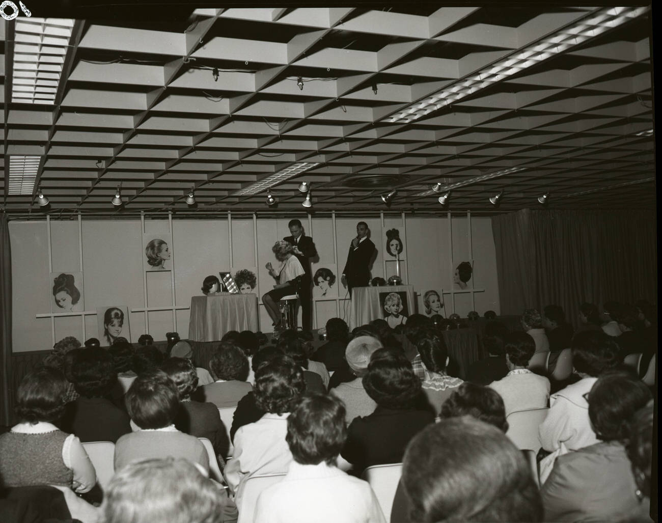 Hair Styling event by Drake Zachary at Lazarus' 6th floor assembly center, 1970s