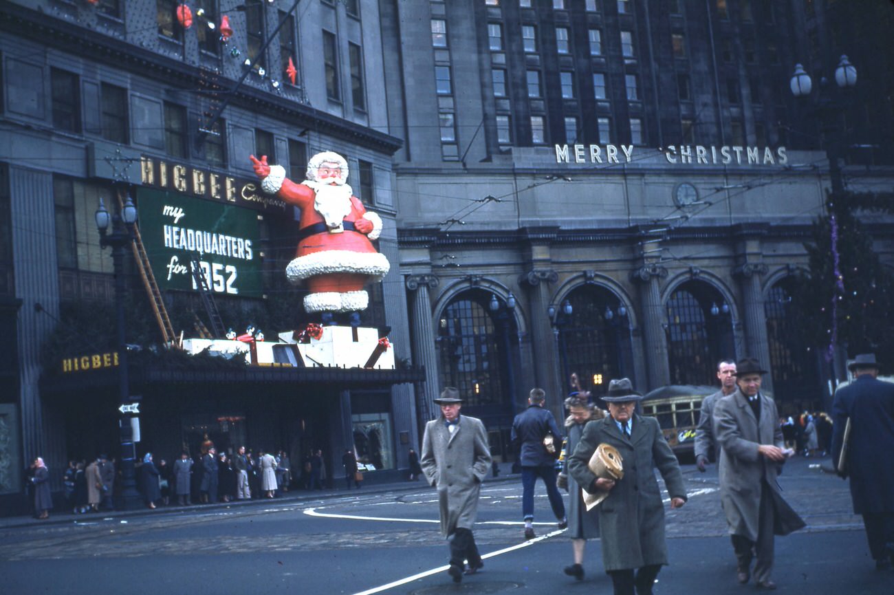 Exterior Christmas display at Higbee's Department Store in Cleveland, by Clifton James Warren, 1952.