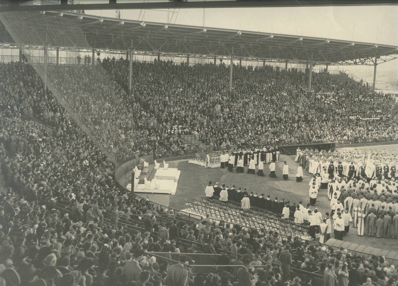 Holy Name Rally at Red Bird Stadium, 1952.