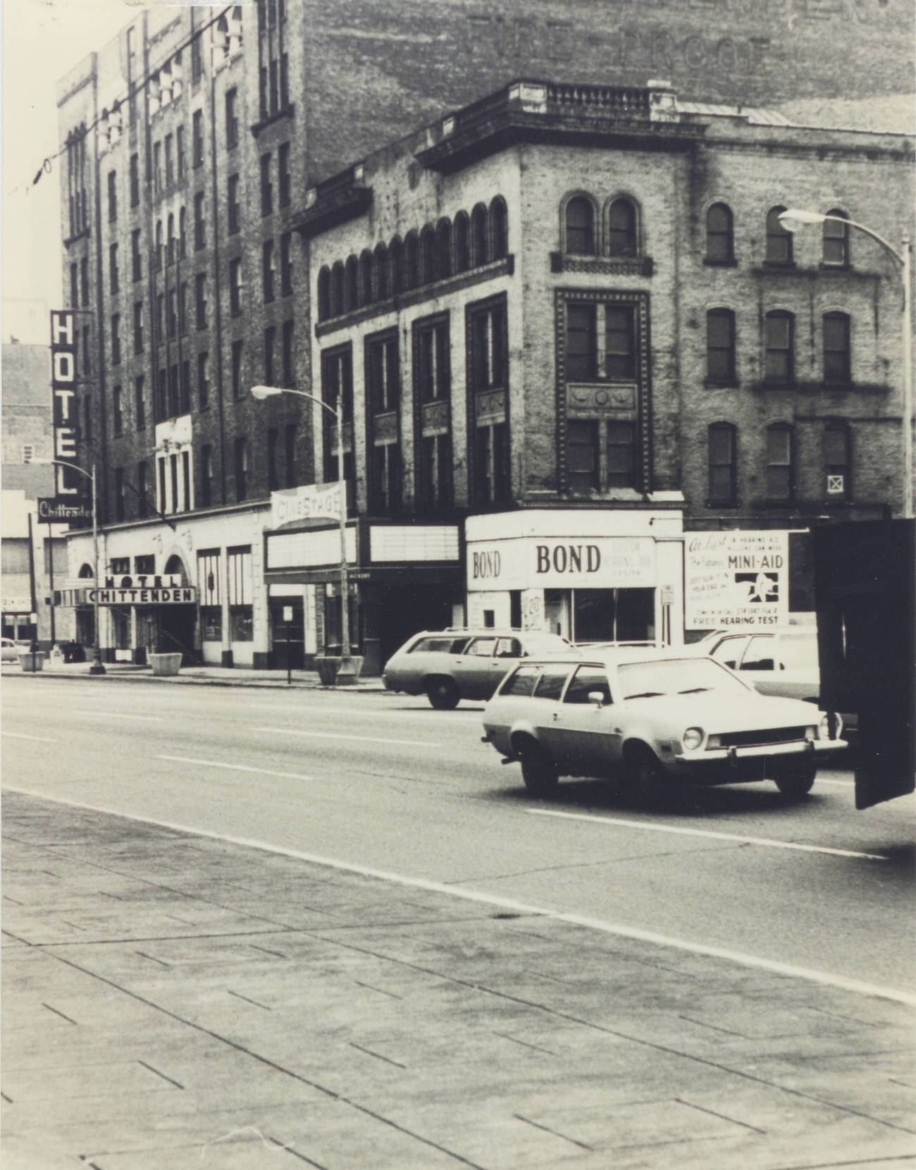 Hunt's Cinestage, before demolition, previously High Street Theater since 1894. Circa 1970s