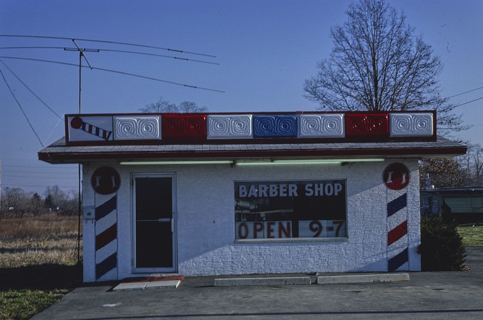 Barber shop on Livingston Street, Columbus, Ohio, 1980.