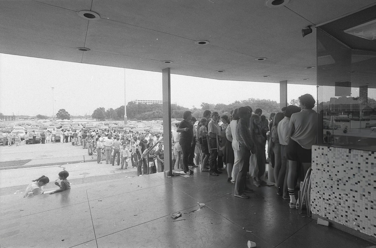 Crowds at the Houston opening of "Return of the Jedi" at Meyerland Cinema, Houston, Texas, 1983.