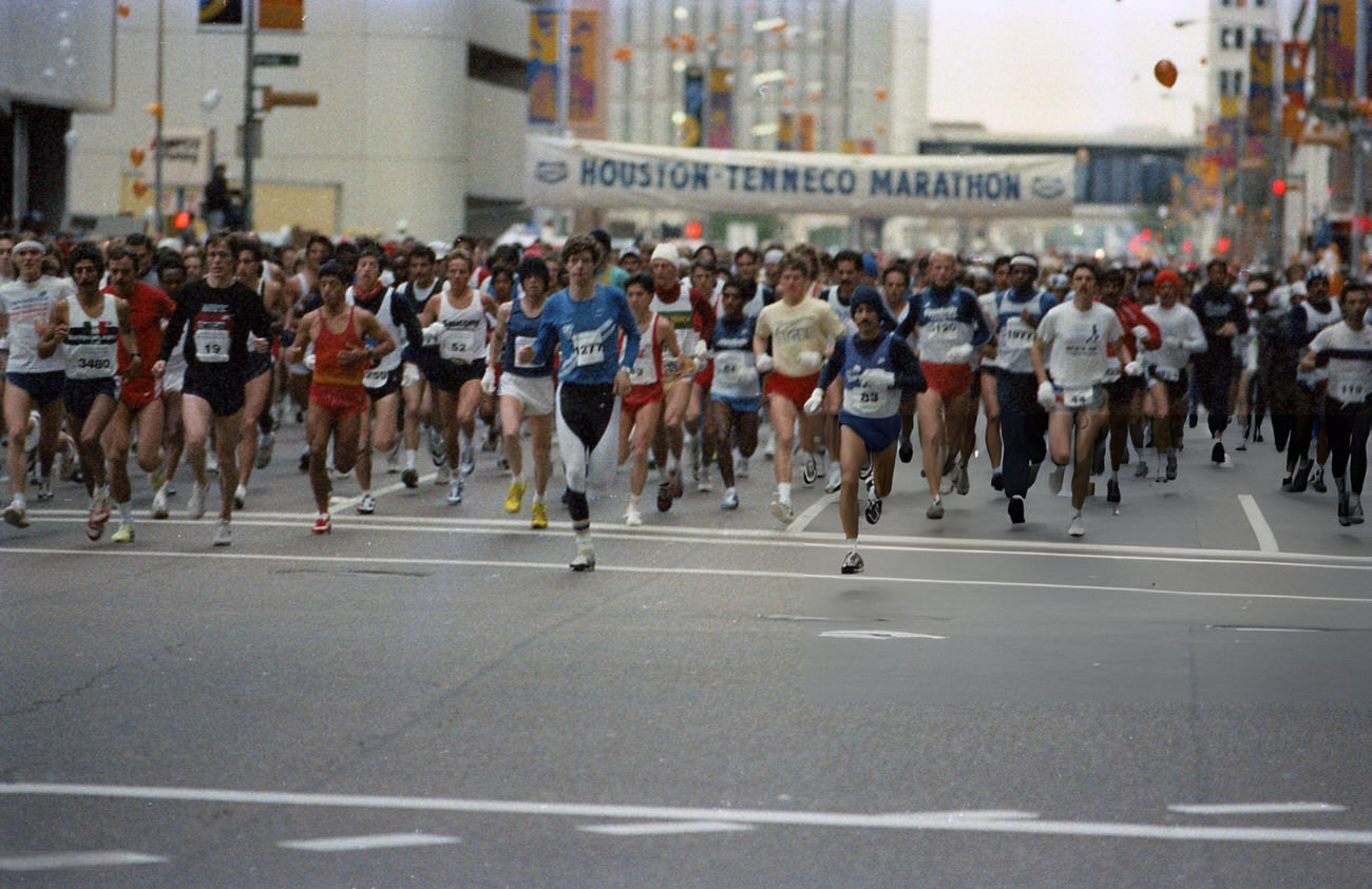 Participants in the Houston Tenneco Marathon, Houston, Texas, January 18, 1987.