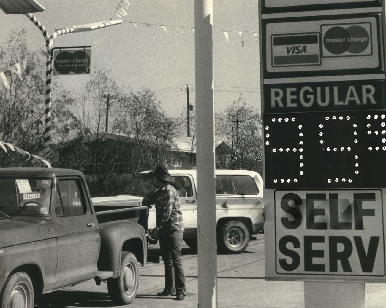 The last 99.9 cent gas sign before prices rise above $1 at the Shamrock station on La Porte Highway, Houston, Texas, February 9.