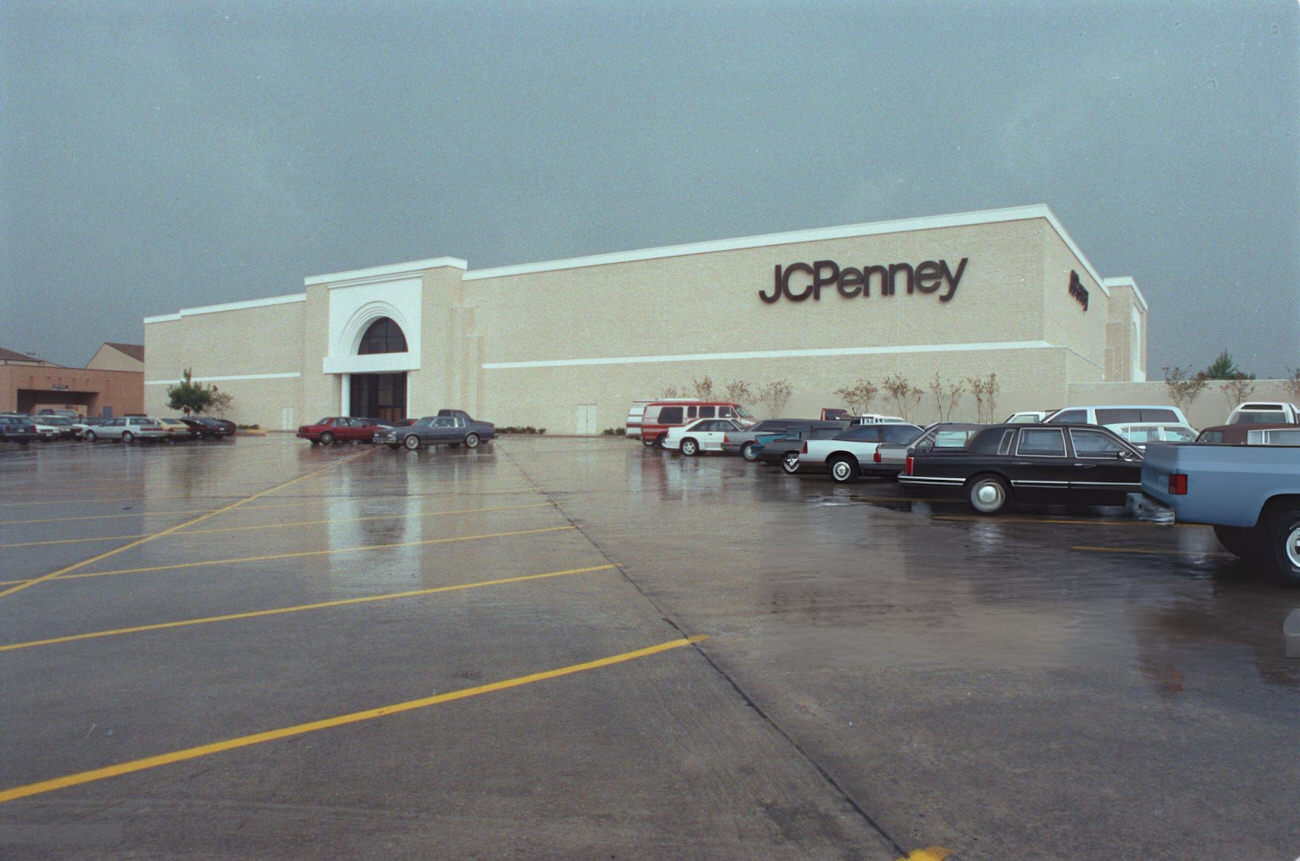 The opening of a new J.C. Penney store in Willowbrook Mall on September 10, 1992, signifies retail growth and economic optimism, contrasting with later challenges faced by the retailer, Houston, Texas.