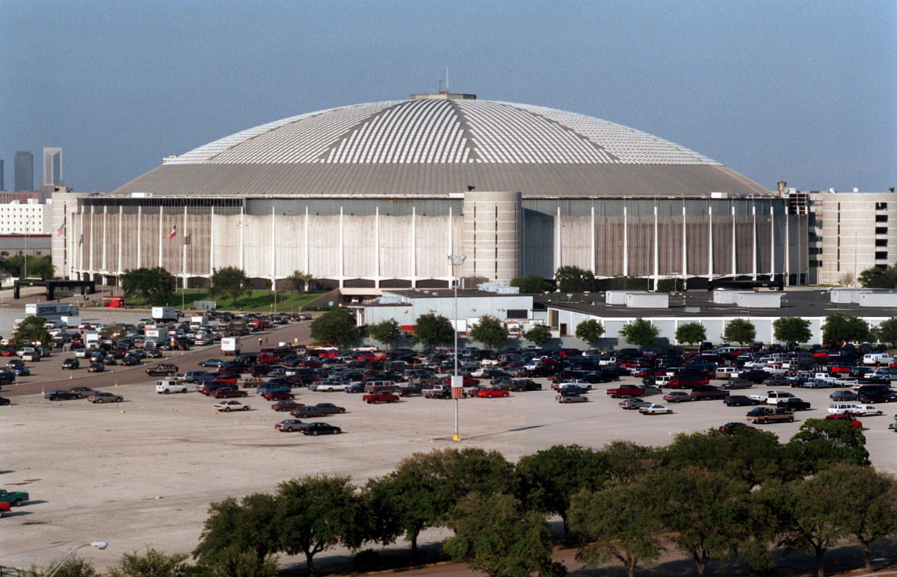 Exterior view of the Houston Astrodome, Houston, Texas, 1996.