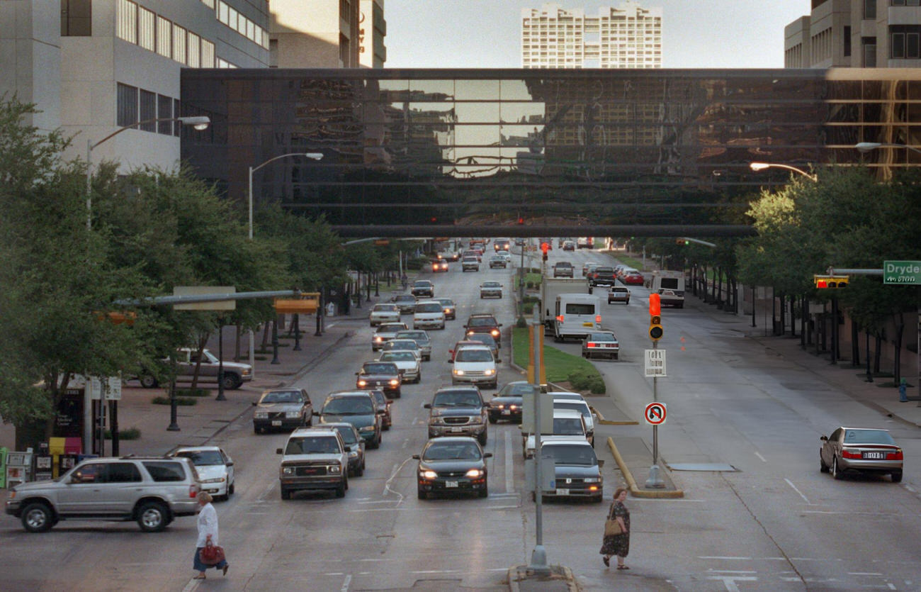 Speed limit reduction to 20 mph through the Houston Medical Center debated for safety, Houston, Texas, 1999.