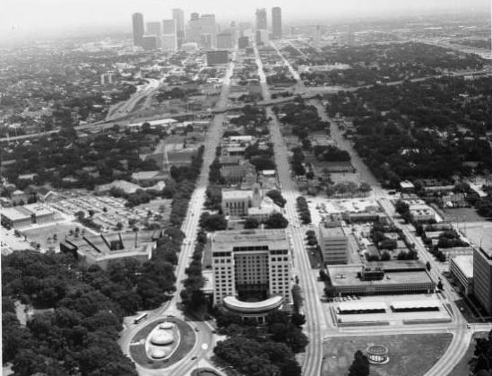 Downtown Houston with Warwick Hotel, 1950s