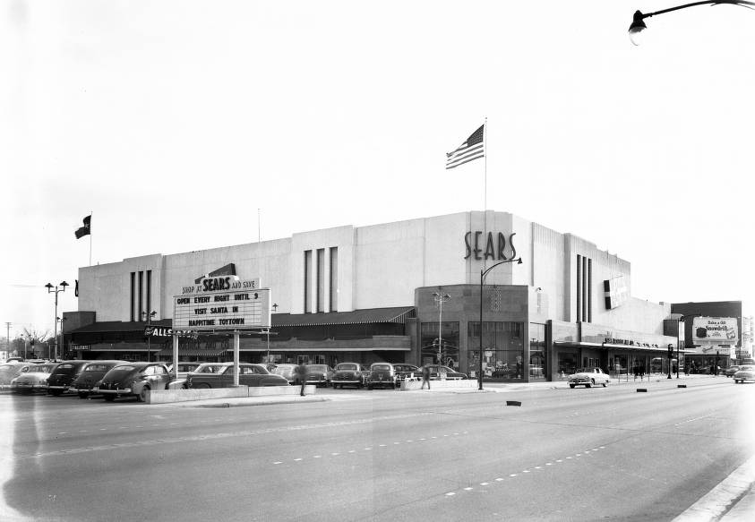Sears building on Main Street, Houston, December 1951.