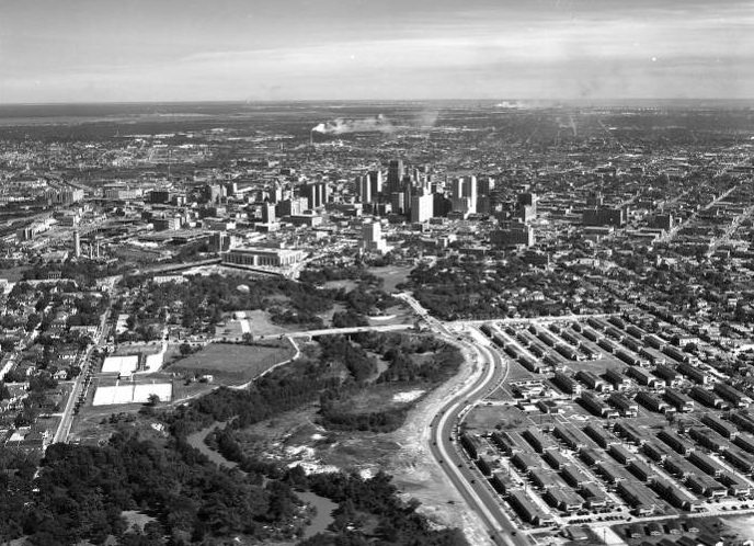 Aerial view of Downtown Houston, 1946.