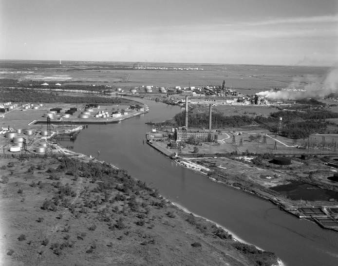Aerial of Houston Ship Channel, 1946.