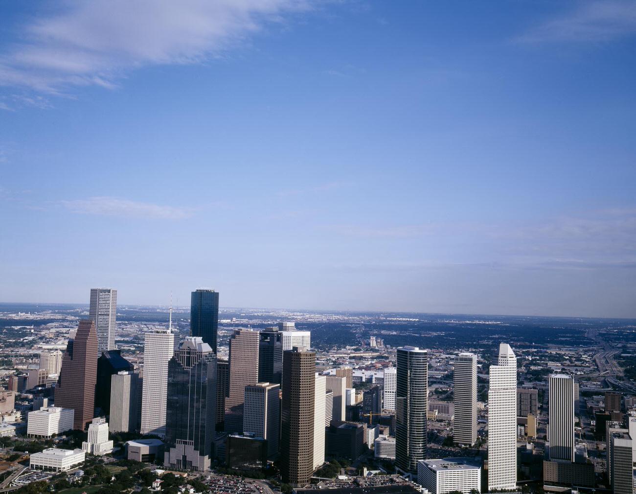 Aerial view of Houston, Texas, 1990s