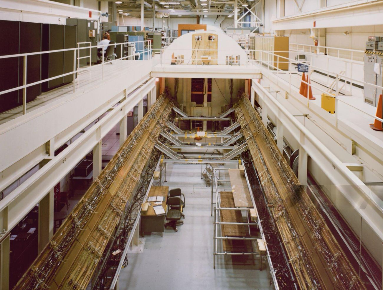 View of the Space Shuttle Avionics Integration Laboratory at Johnson Space Center, Houston, Texas, 1979.