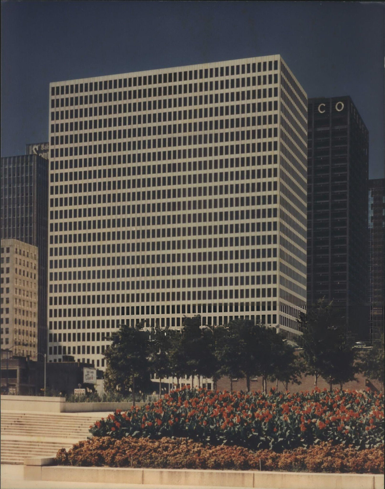 Shell Oil Company renews its lease in One Shell Plaza, Houston, Texas, 1970s.